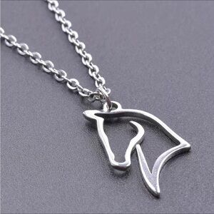 3/$25 Stainless Steel Horse Head Silhouette Silver Tone Necklace